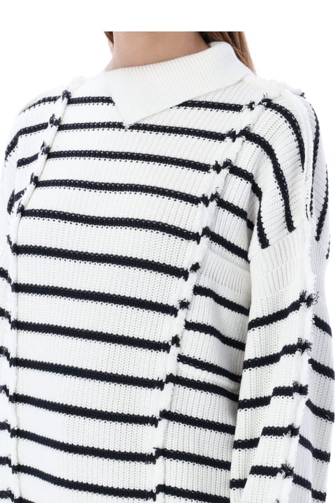 人気の春夏 MARNI DISRUPTED BRETON SWEATER WHITE 46 ニット/セーター