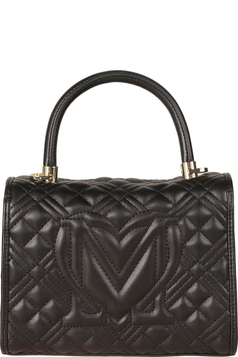 Love Moschino Totes for Women Love Moschino Top Handle Quilted Logo Shoulder Bag