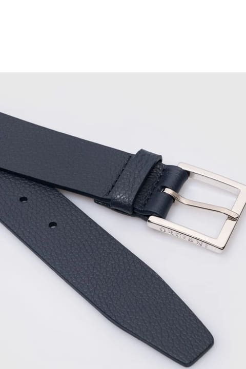Belts for Men Orciani Navy Blue Leather Belt