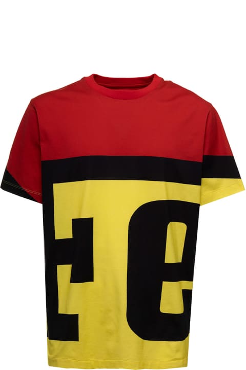 Ferrari Man's Red And Yellow Cotton T-shirt With Logo