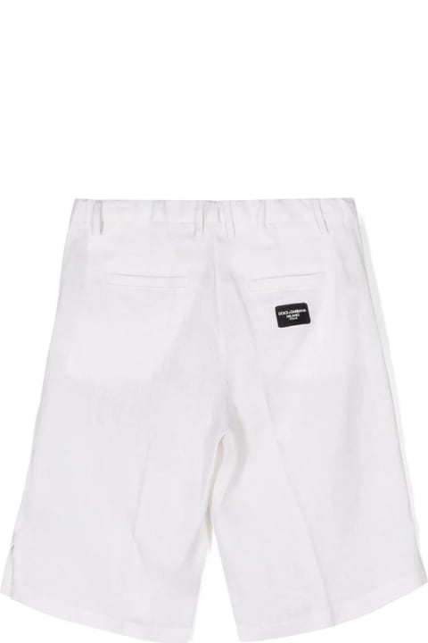 Bottoms for Boys Dolce & Gabbana White Linen Bermuda Shorts