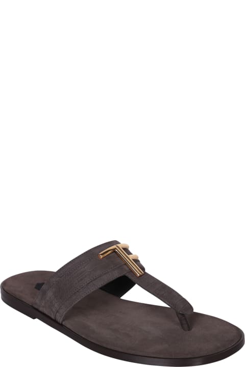 Other Shoes for Men Tom Ford Brighton Crododile Brown Sandals