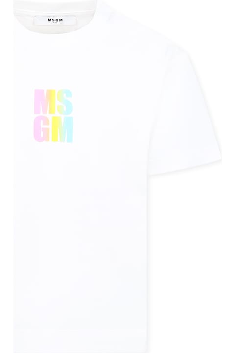 Homeware MSGM White T-shirt For Girl With Logo