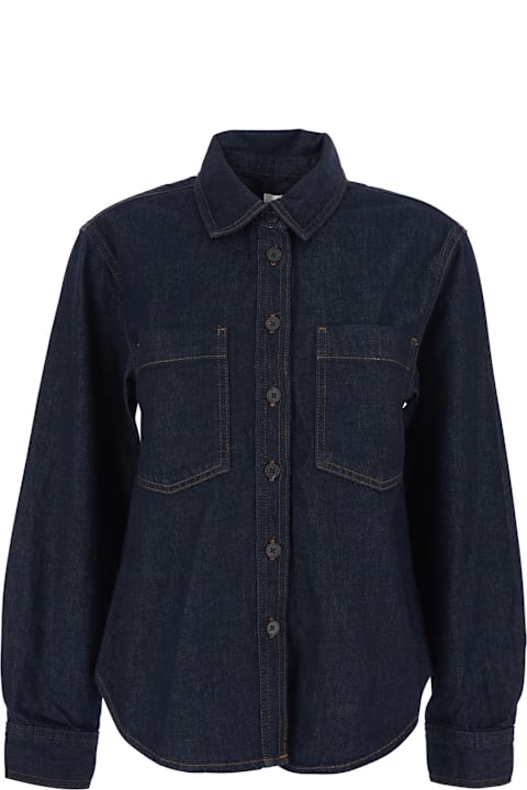 Frame for Kids Frame Blue Shirt With Classic Collar And Two Patch Pockets On The Chest In Denim Woman