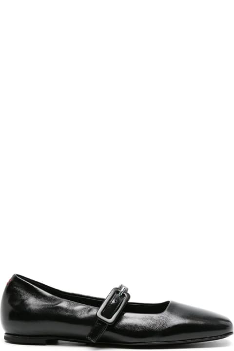 Flat Shoes for Women Halmanera Black Page Leather Ballerina Shoes