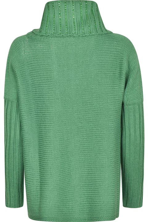 Distressed Effect Embellished Turtleneck Sweater