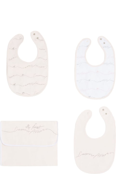 Emporio Armani Accessories & Gifts for Baby Girls Emporio Armani Set Of Three Cotton Bibs