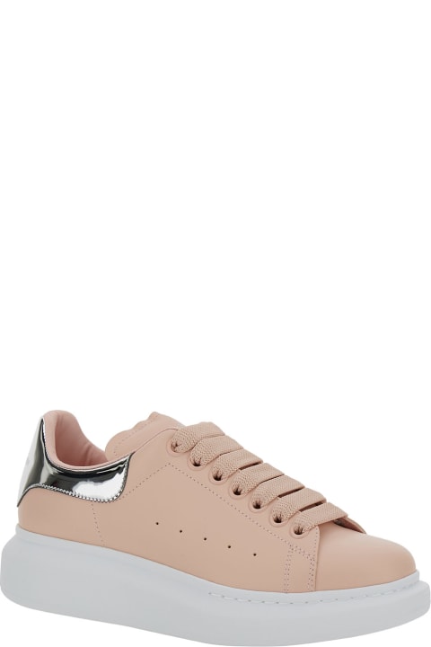 Fashion for Women Alexander McQueen Low Top Sneakers With Oversized Platform And Metallic Heel Tab In Leather