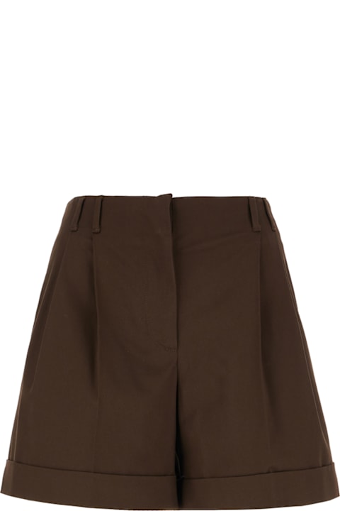 Max Mara Studio for Women Max Mara Studio Dark Brown Stretch Cotton Shorts
