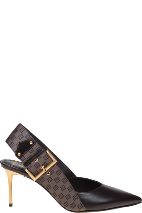 Balmain High-Heeled Shoes for Women Balmain Two-tone Leather Slingbacks