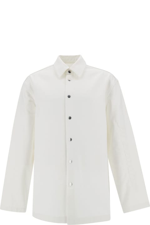 Shirts for Men Jil Sander White Shirt With Embossed Logo In Denim Man