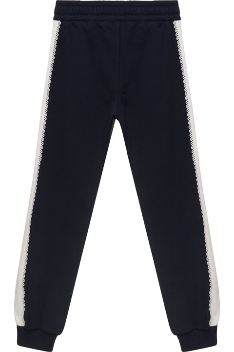 Black Jogger Pants With Contrasting Logo Band In Cotton Girl