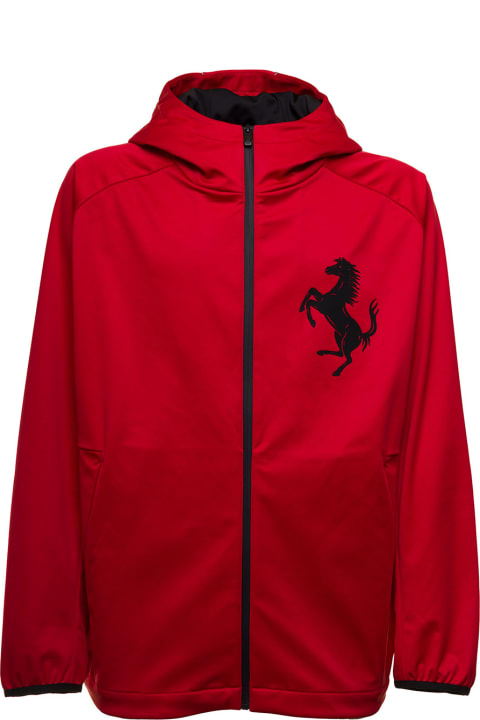 Ferrari Man's Red Nylon Jacket With Logo
