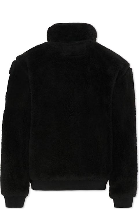 C.P. Company Undersixteen for Men C.P. Company Undersixteen Black Faux Fur Coat For Boy With Lens