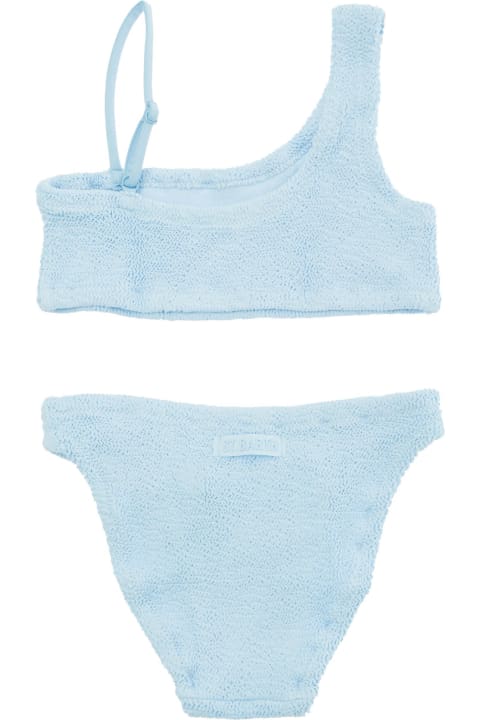 Sale for Kids MC2 Saint Barth Light Blue One-shoulder Two Piece Bikini In Stretch Polyamide Girl
