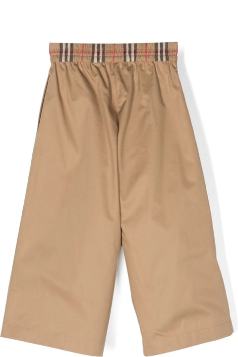 Burberry Bottoms for Girls Burberry Beige Cotton Trousers