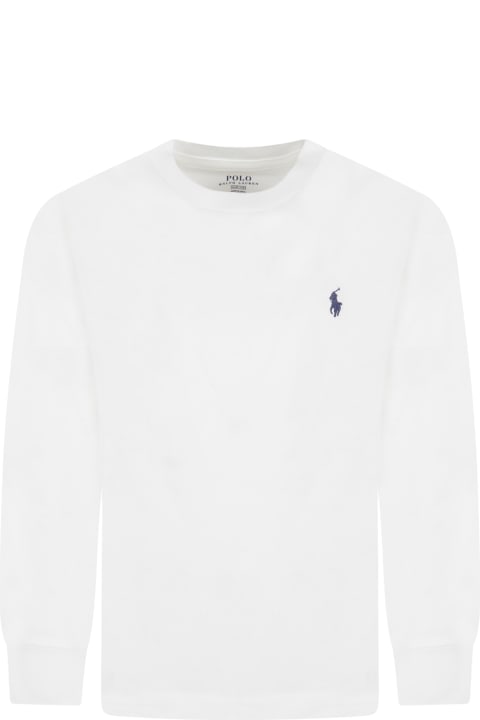 أدوات منزلية Ralph Lauren White T-shirt For Boy With Pony Logo