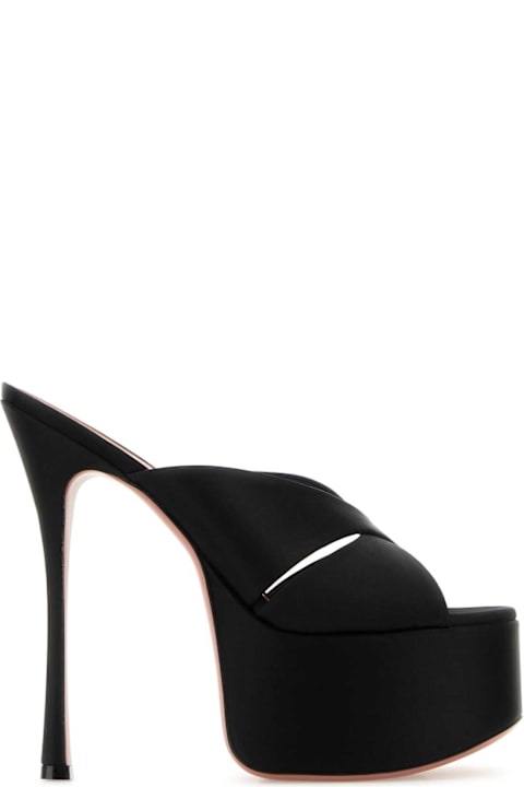 Amina Muaddi for Women Amina Muaddi Black Satin Salma Mules