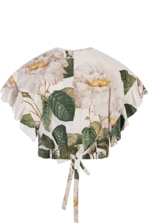 Giambattista Valli Topwear for Women Giambattista Valli Giant Bloom Crop Blouse In White