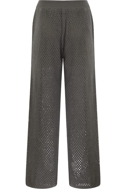 Pants & Shorts for Women Brunello Cucinelli Net Knit Cotton Trousers