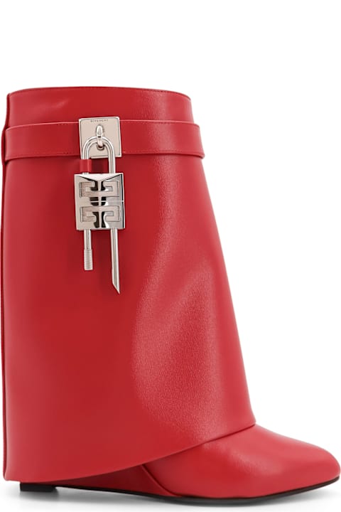 Givenchy Shoes for Women Givenchy Shark Lock Leather Ankle Boots With Covered Wedge Heels