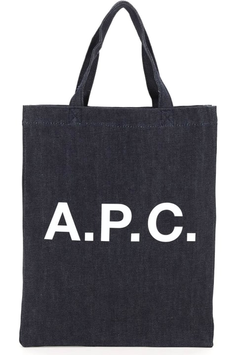 Bags for Men A.P.C. Logo Print Denim Tote Bag