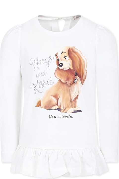 Monnalisa for Kids Monnalisa Ivory T-shirt For Girl Lady And The Tramp