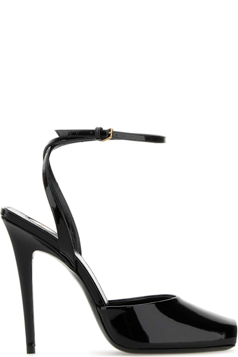 Saint Laurent High-Heeled Shoes for Women Saint Laurent Black Leather Le Scandal Sandals