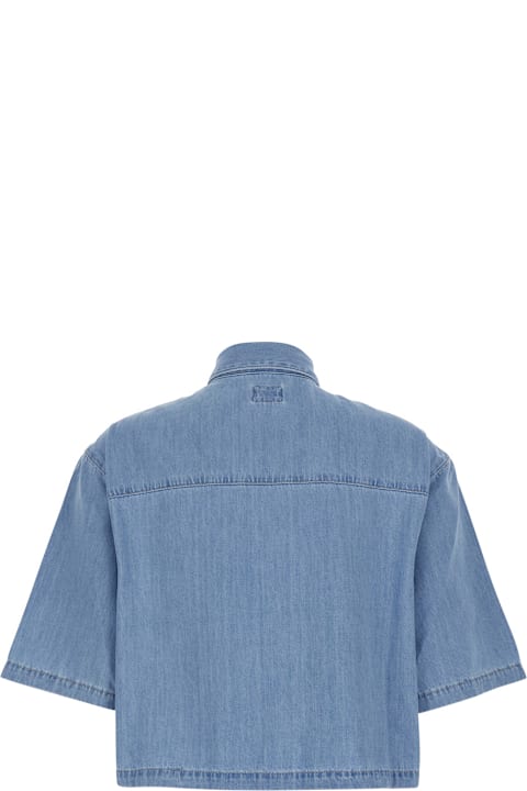 AG Jeans لـ Men AG Jeans 'kodiac' Light Blue Crop Crop With Classic Collar And Short Sleeves In Denim For Women