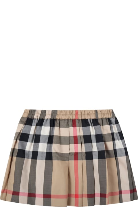 Burberry Beige Skirt For Baby Girl With Check Vintage
