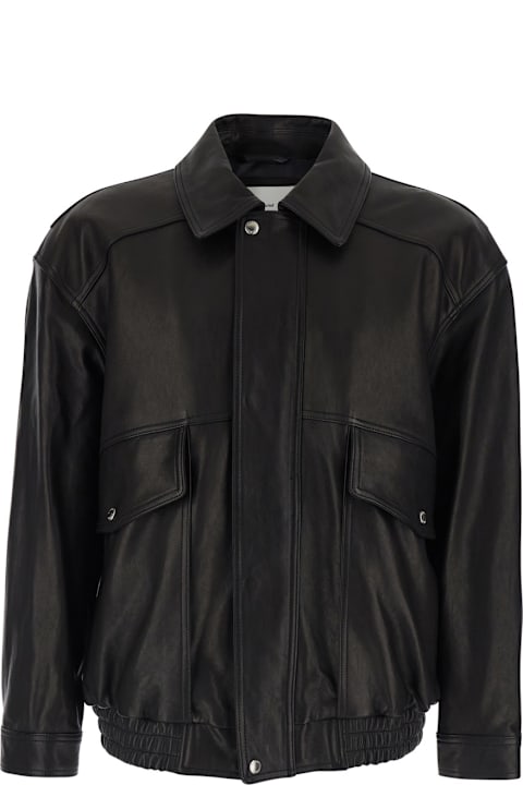 Dunst for Kids Dunst Black Jacket With Classic Collar And Two Front Pockets In Leather Man