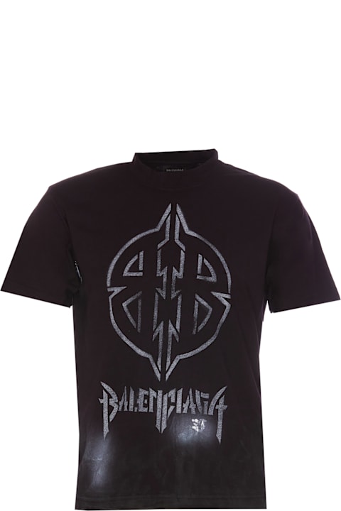 Balenciaga لـ Men Balenciaga Metal Bb Stencil T-shrit