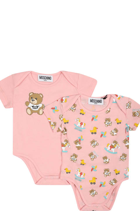Moschino Kids Moschino Pink Set For Baby Girl With Teddy Bear