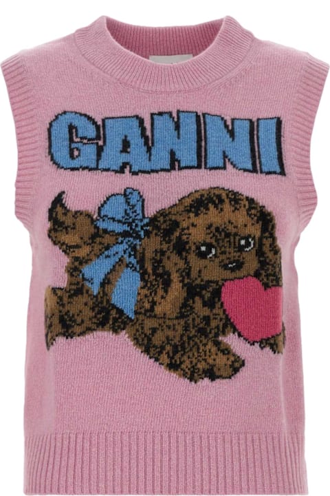 Ganni Pink Wool Blend Vest
