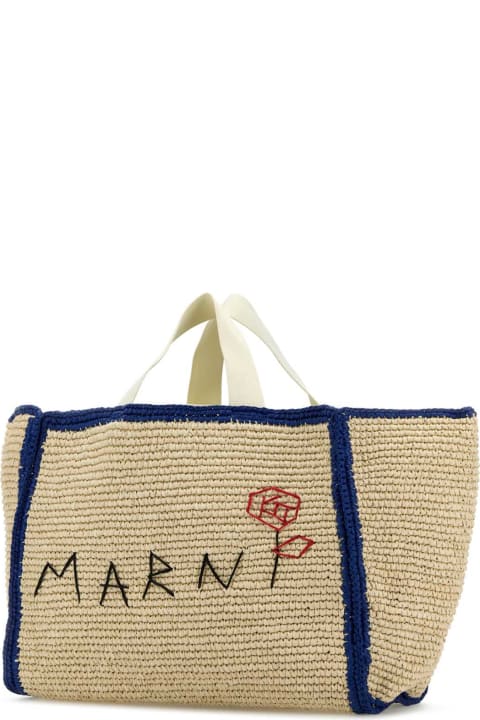 Marni Totes for Women Marni Ivory Raffia Shopping Bag