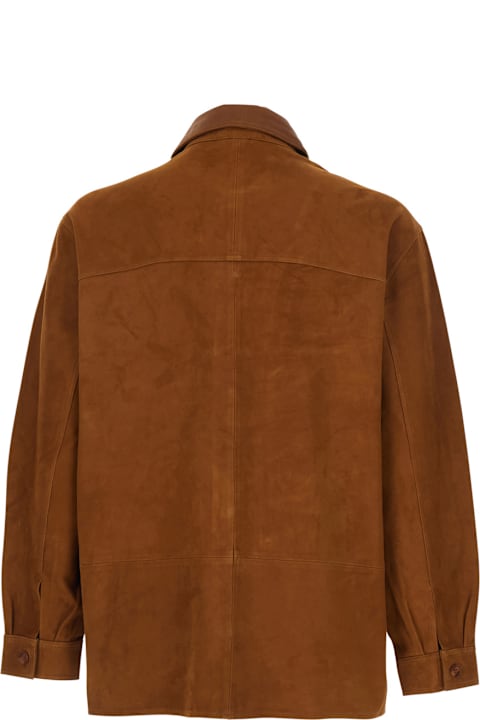 Sunflower for Women Sunflower Brown Jacket With Classic Collar And Two Front Welt Pockets In Suede Man