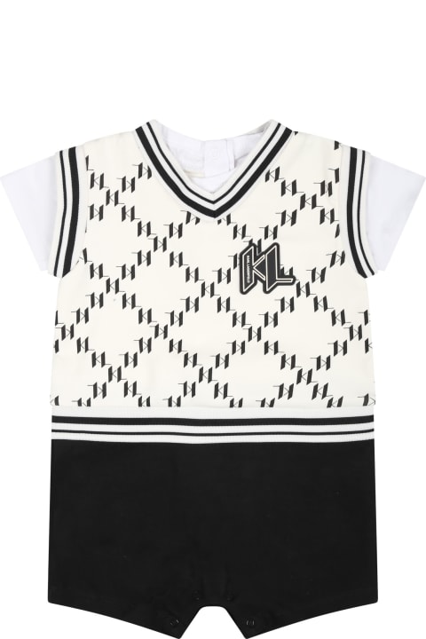 Bodysuits & Sets for Baby Girls Karl Lagerfeld Kids Multicolor Romper For Baby Boy With All-over K/ikonik Graphic Print