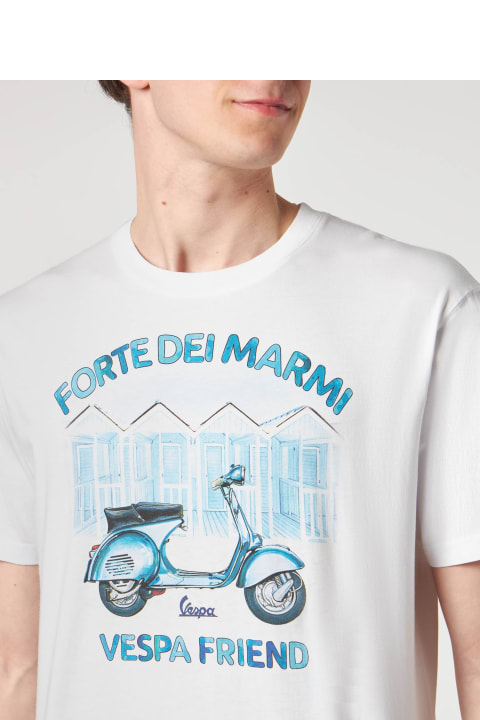 MC2 Saint Barth for Men MC2 Saint Barth Man Cotton T-shirt With Forte Dei Marmi Vespa Friend Print | Vespa® Special Edition