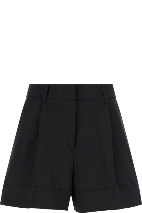PT Torino Pants & Shorts for Women PT Torino Black High Waisted 'delia' Shorts In Cotton & Linen Blend Woman