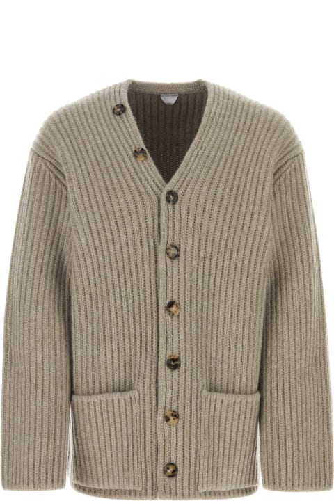 Sweaters for Men Bottega Veneta Cappuccino Wool Blend Cardigan