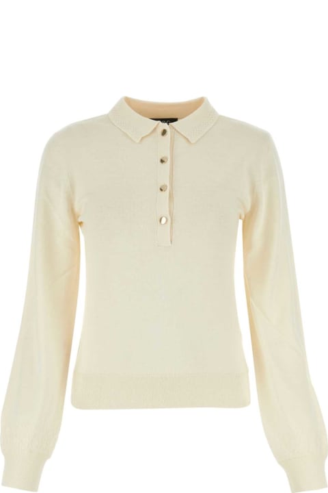 ウィメンズ A.P.C.のトップス A.P.C. Ivory Silk Blend Aurlaine Polo Shirt