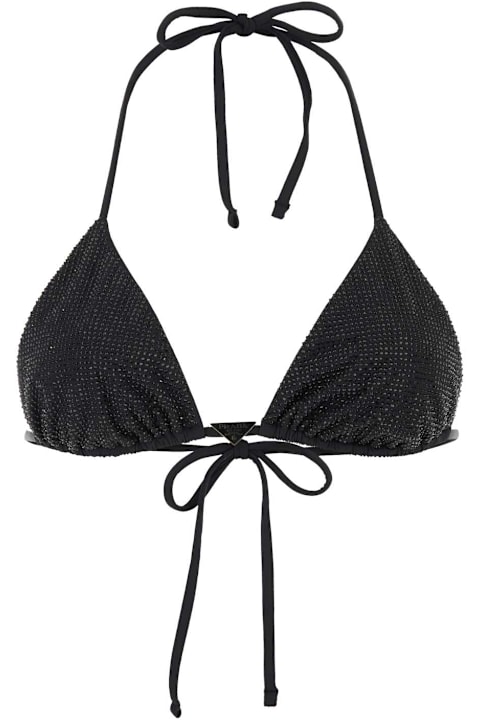 ملابس سباحة لـ السيدات Prada Black Stretch Re-nylon Bikini Top