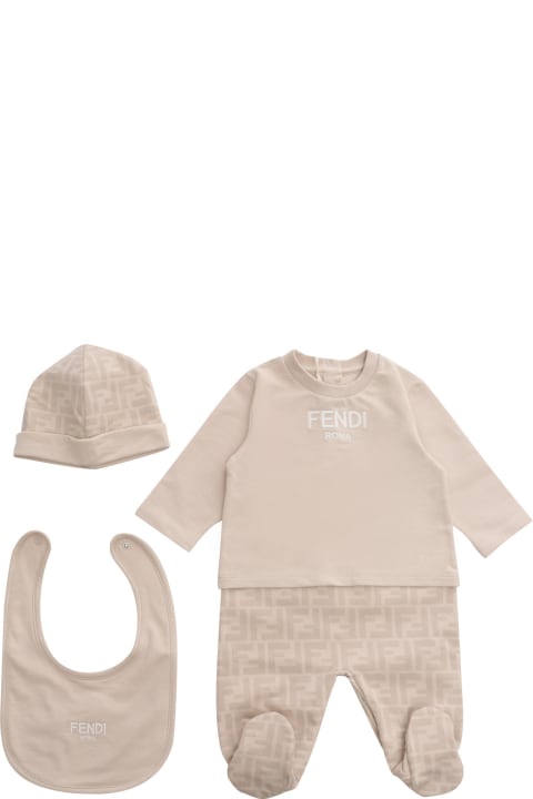 Bodysuits & Sets for Baby Boys Fendi Ff Beige Onesie Kit