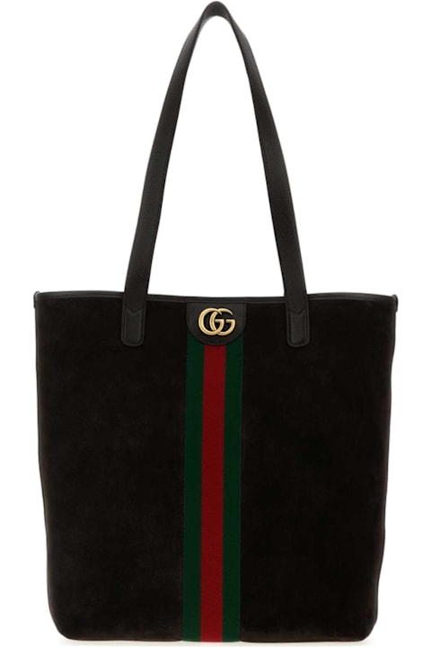 آخر صيحات الموضة من السيدات Gucci Black Suede Ophidia Shopping Bag