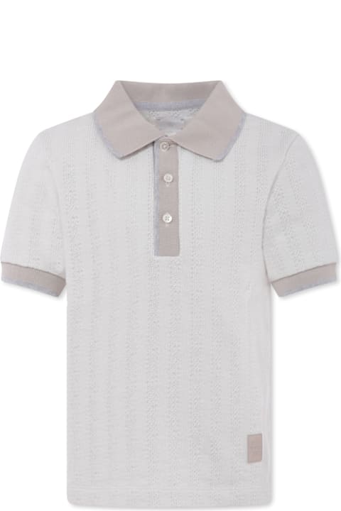 Eleventy for Boys Eleventy Ivory Polo Shirt For Boy With Logo