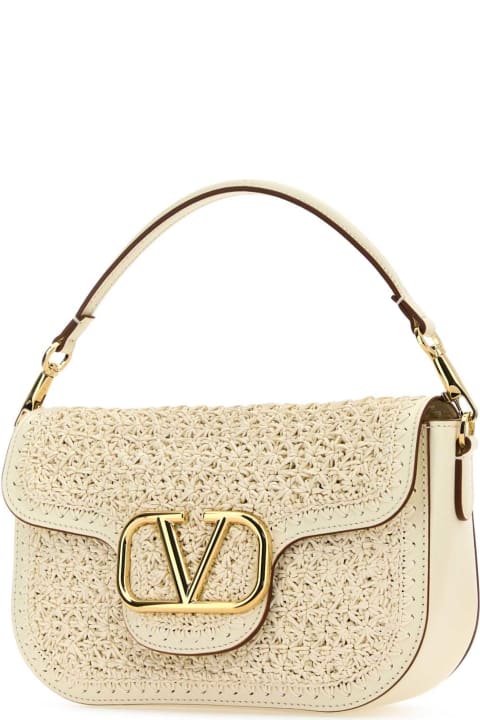 Fashion for Women Valentino Garavani Ivory Raffia And Leather Vlogo Handbag