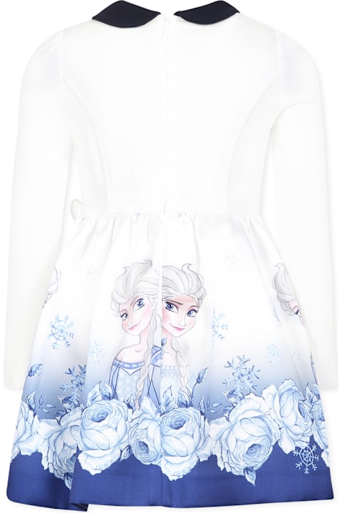 Monnalisa for Kids Monnalisa Ivory Dress For Girl With Frozen Print