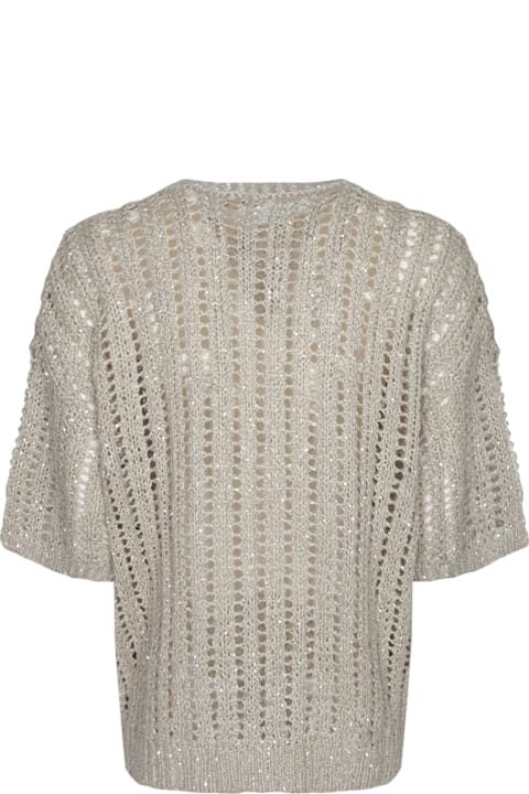 Brunello Cucinelli Sweaters for Women Brunello Cucinelli Beige Crochet Sweater