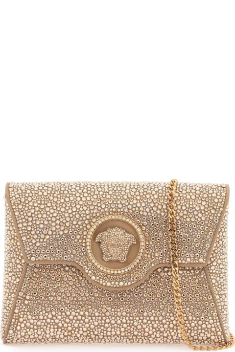 Versace Clutches for Women Versace La Medusa Envelope Clutch With Crystals