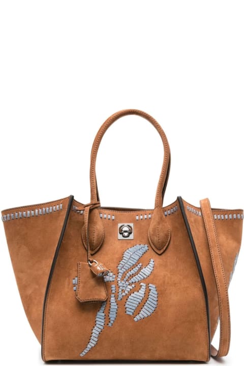 Fashion for Women Ermanno Scervino Embroidered Maggie Hand Bag In Brown